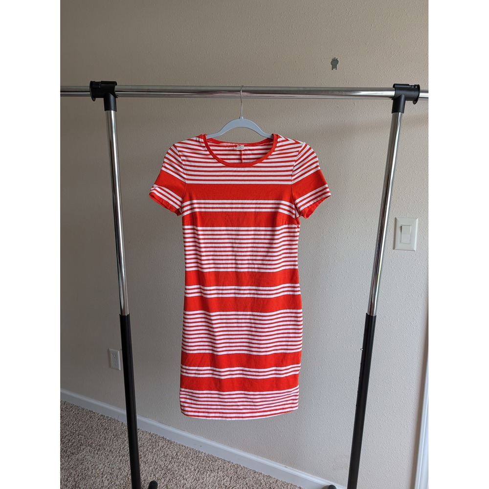 Old Navy Womens Red White Striped Short Sleeve Cotton T-Shirt Mini Dress Small